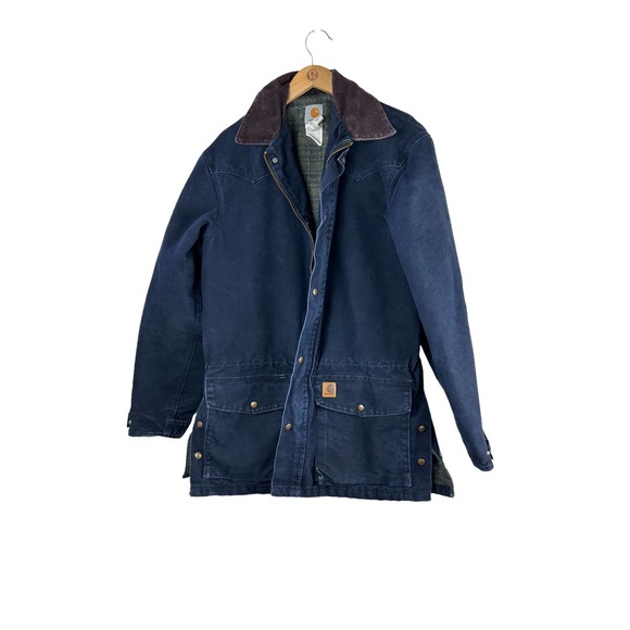 Carhartt Chore Jacket Blanket Lined Blue Zip C52MDT Corduroy Collar Men's Medium - Picture 9 of 9